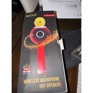 WSTER WS-878 Bluetooth Karaoke Microphone +FM/USB/AUX +LED-Disco Light